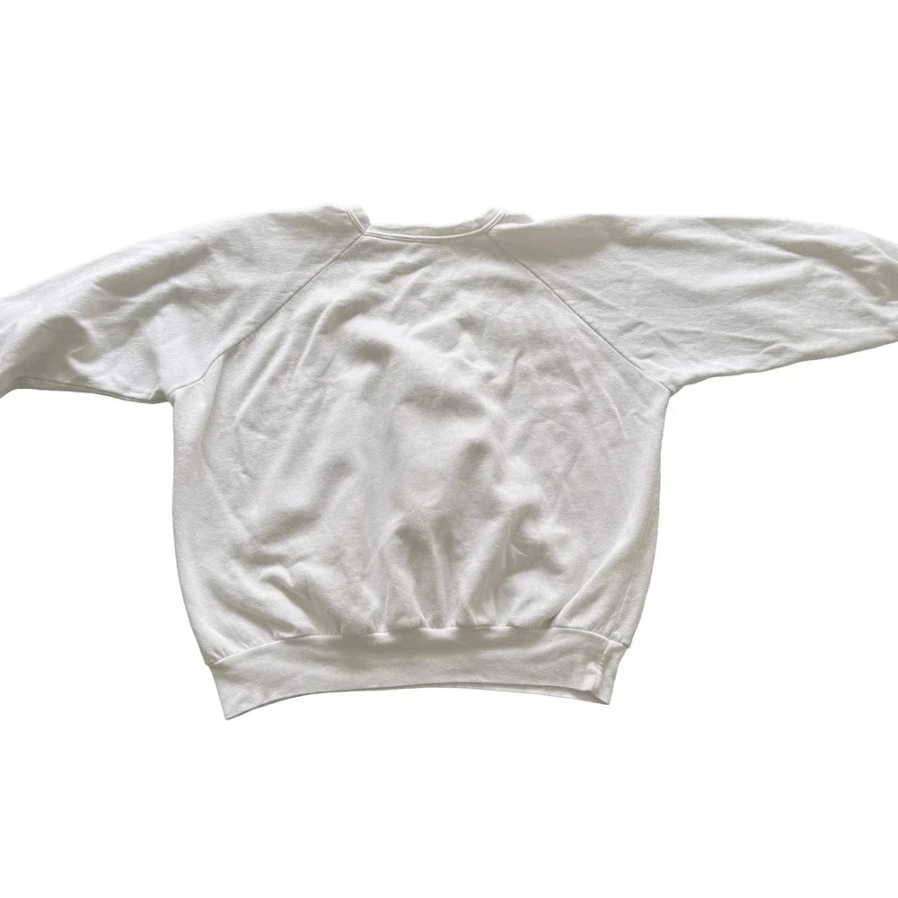 Vintage White Teddy Bear Tea Party Graphic Sweatshirt Polo Collar Women Large - Picture 8 of 8